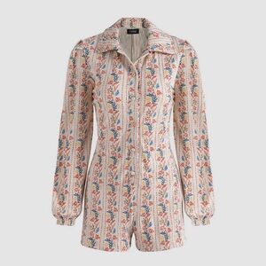 Cider Long Sleeve Floral Striped Jumpsuit